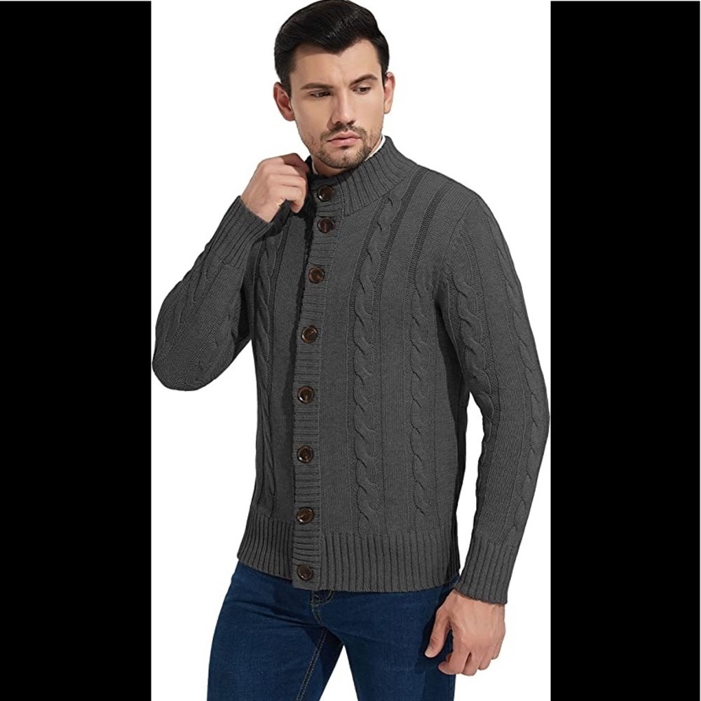 New Mens Rayon Cardigan Sweater w/ 8 Button Closure Multiple Sizes - Picture 1 of 1